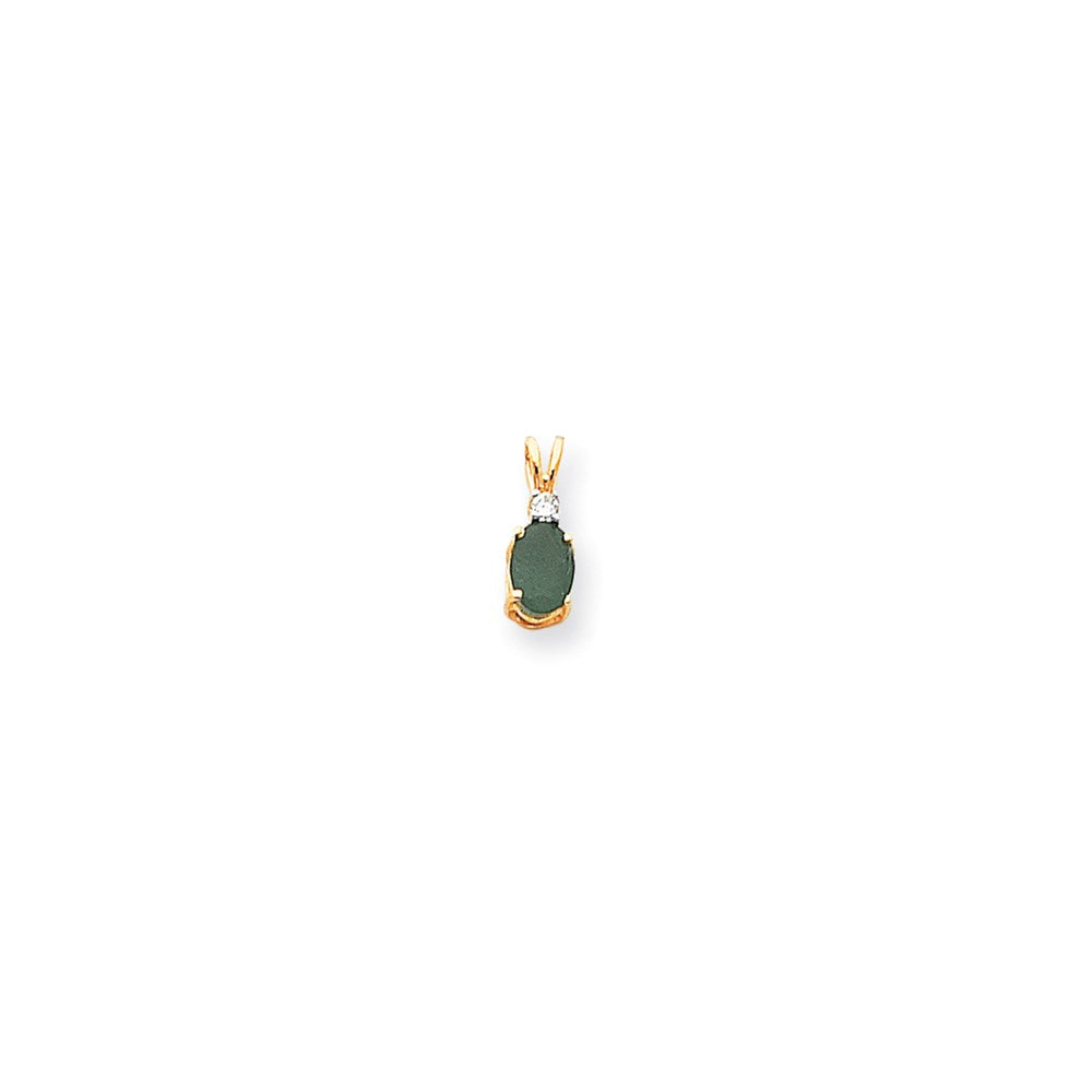 14k yellow gold 7x5mm oval emerald vs real diamond pendant xp1004e vs