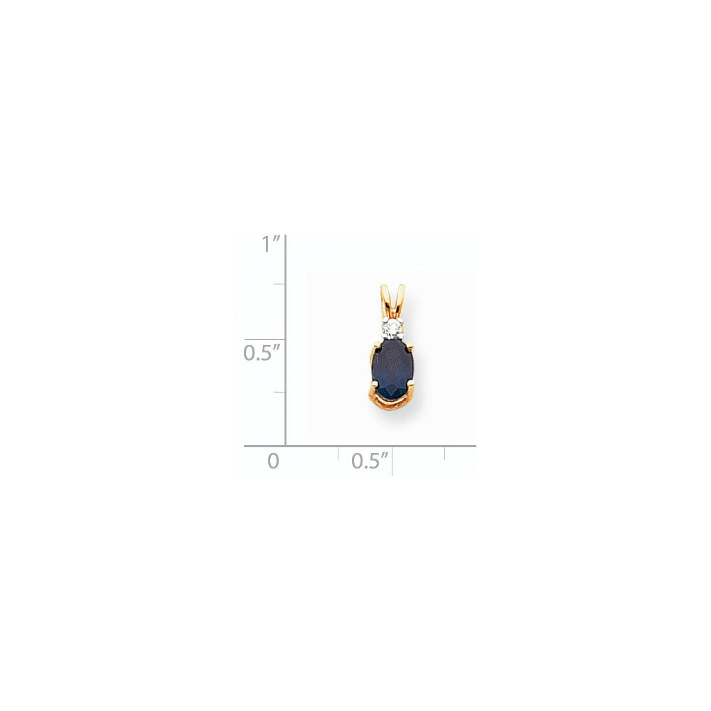 14k yellow gold 7x5mm oval sapphire aaa real diamond pendant xp1004s aaa