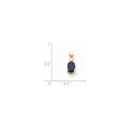 14k yellow gold 7x5mm oval sapphire aaa real diamond pendant xp1004s aaa