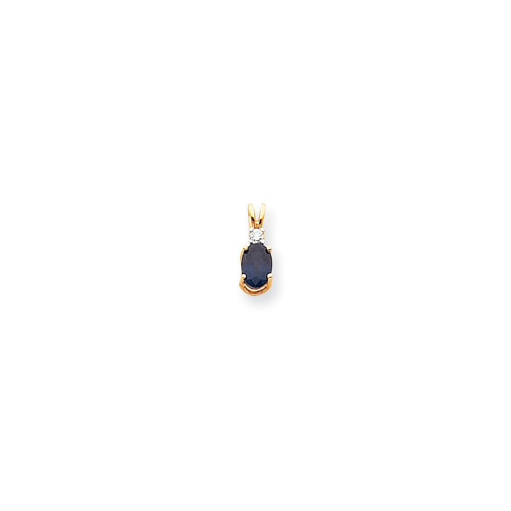 14k yellow gold 7x5mm oval sapphire aaa real diamond pendant xp1004s aaa