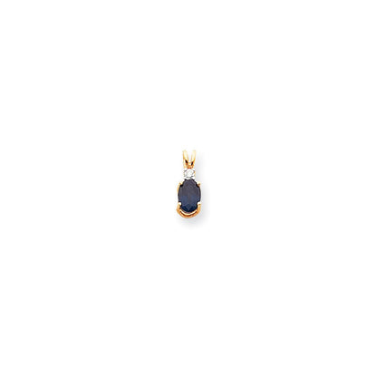 14k yellow gold 7x5mm oval sapphire aaa real diamond pendant xp1004s aaa