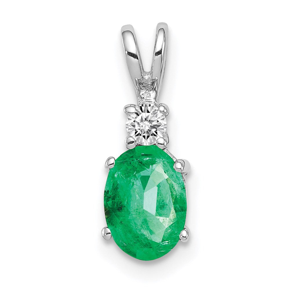 14k white gold emerald real diamond pendant xp1005e aa