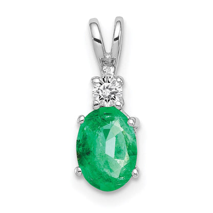 14k white gold emerald real diamond pendant xp1005e aa