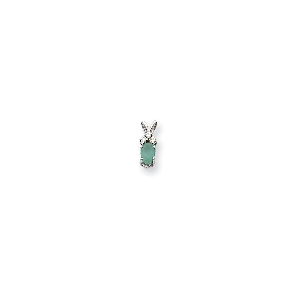 14k white gold 6x4mm oval emerald vs real diamond pendant xp1007e vs