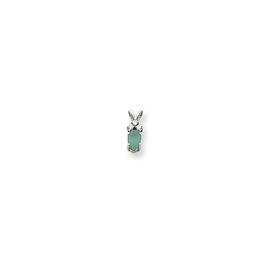 14k white gold 6x4mm oval emerald vs real diamond pendant xp1007e vs