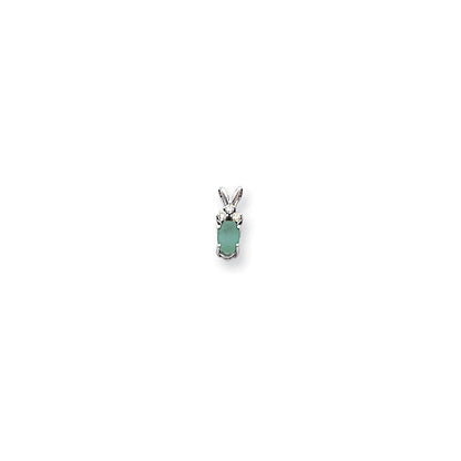 14k white gold 6x4mm oval emerald a real diamond pendant xp1007e a
