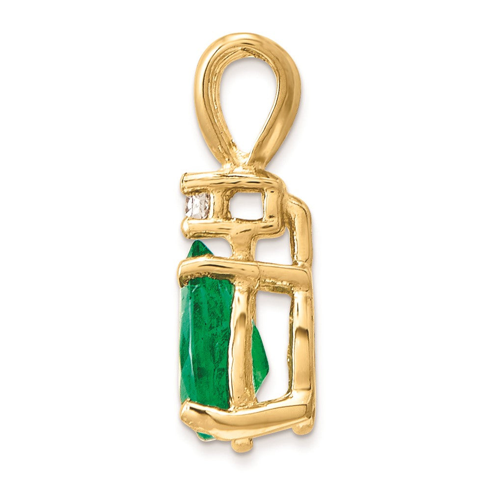 14k yellow gold 6x4mm pear emerald vs real diamond pendant xp1008e vs