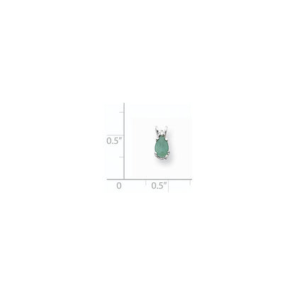 14k white gold 6x4mm pear emerald aaa real diamond pendant xp1009e aaa