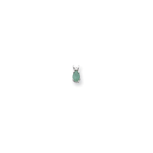 14k white gold 6x4mm pear emerald vs real diamond pendant xp1009e vs