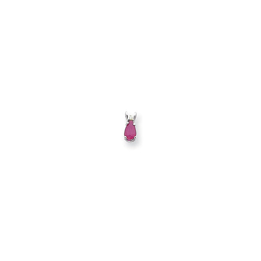 14k white gold 6x4mm pear ruby aaa real diamond pendant xp1009r aaa