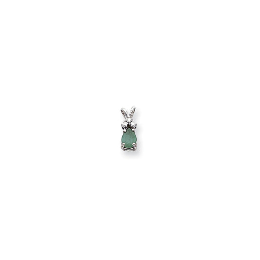 14k white gold emerald real diamond pendant xp1013e aa