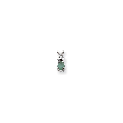 14k white gold 7x5mm pear emerald aaa real diamond pendant xp1013e aaa