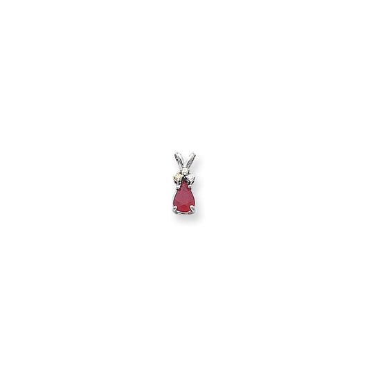14k white gold 7x5mm pear ruby vs real diamond pendant xp1013r vs