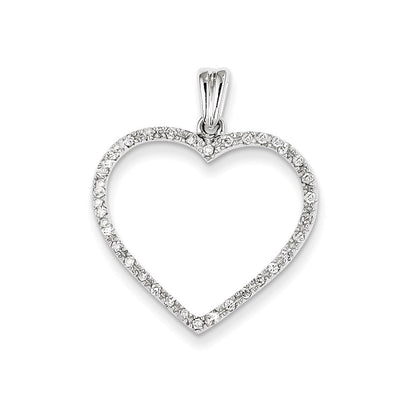 14k white gold aa quality completed real diamond vintage heart pendant xp1284aa