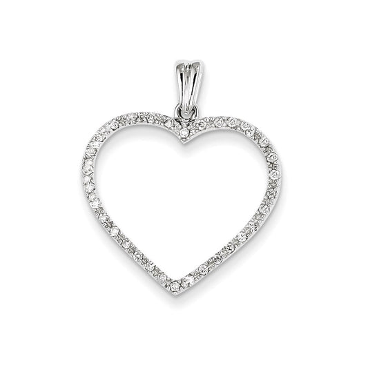 14k white gold aa quality completed real diamond vintage heart pendant xp1284aa