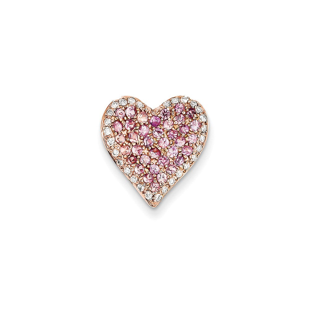 14k rose gold aa real diamond pink sapphire vintage heart pendant xp1320aa