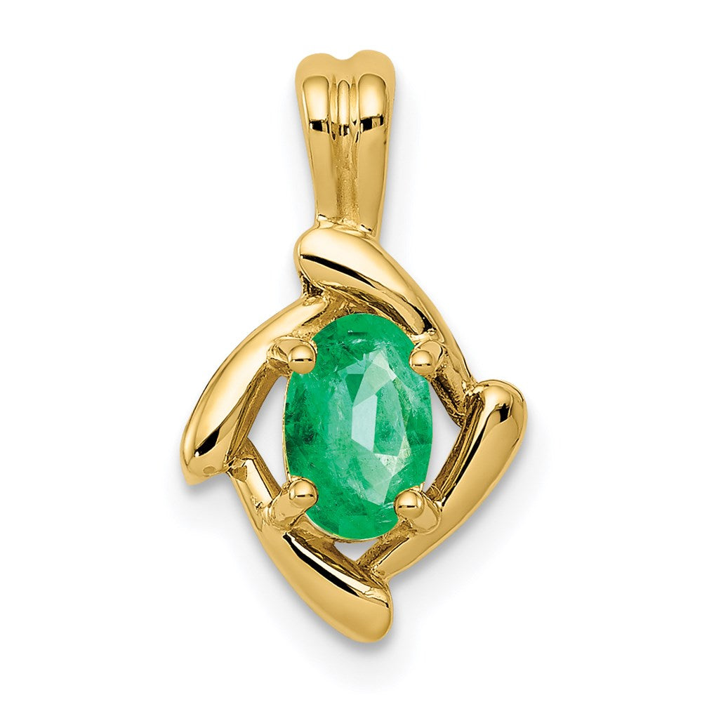 14k yellow gold 6x4mm oval emerald pendant xp1657e