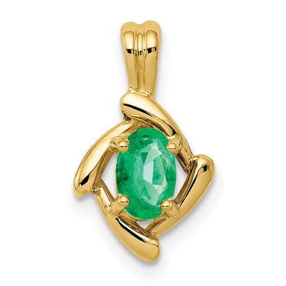 14k yellow gold 6x4mm oval emerald pendant xp1657e