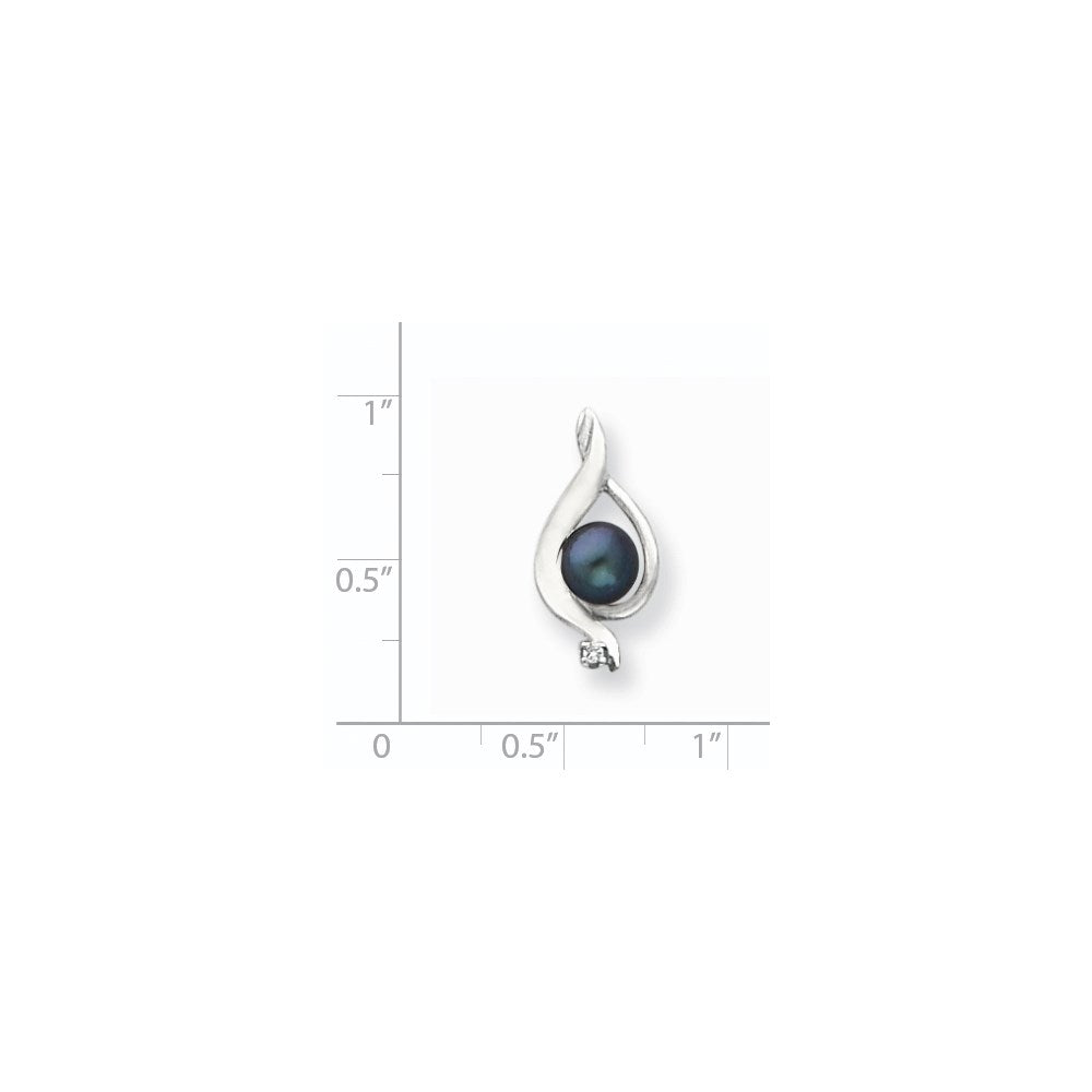 14k white gold 5 5mm black fw cultured pearl aaa real diamond pendant xp1735bp aaa