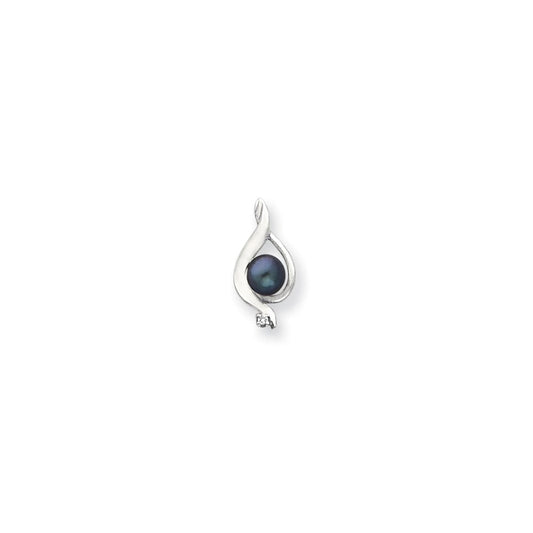 14k white gold 5 5mm black fw cultured pearl aa real diamond pendant xp1735bp aa