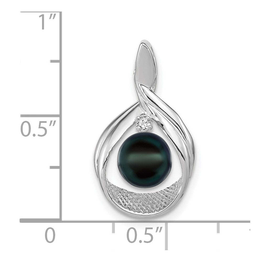 14k white gold 7mm black fw cultured pearl a real diamond pendant xp1743bp a