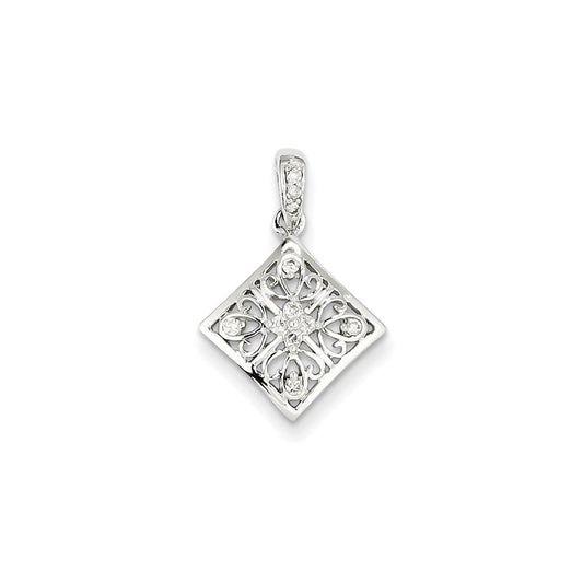 14k white gold real diamond vintage pendant xp1882aa