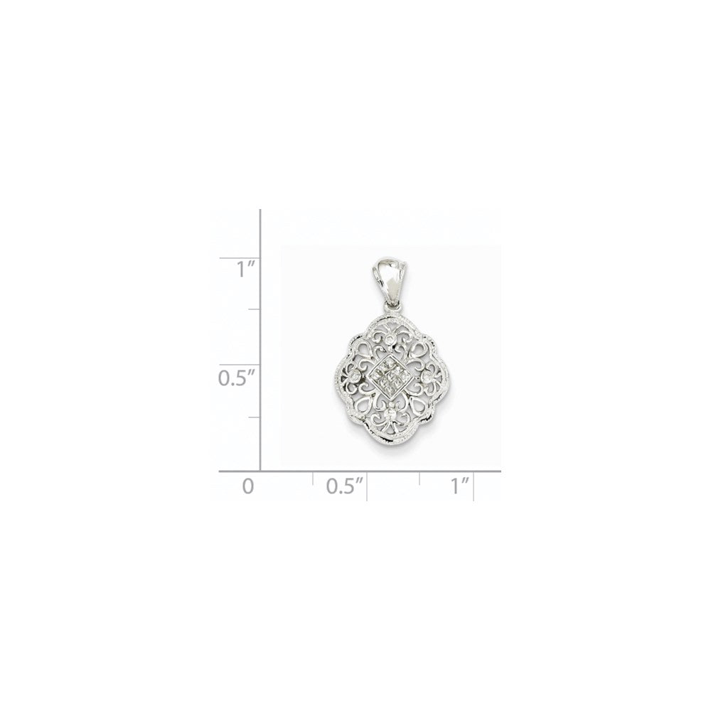 14k White Gold Diamond Vintage Pendant