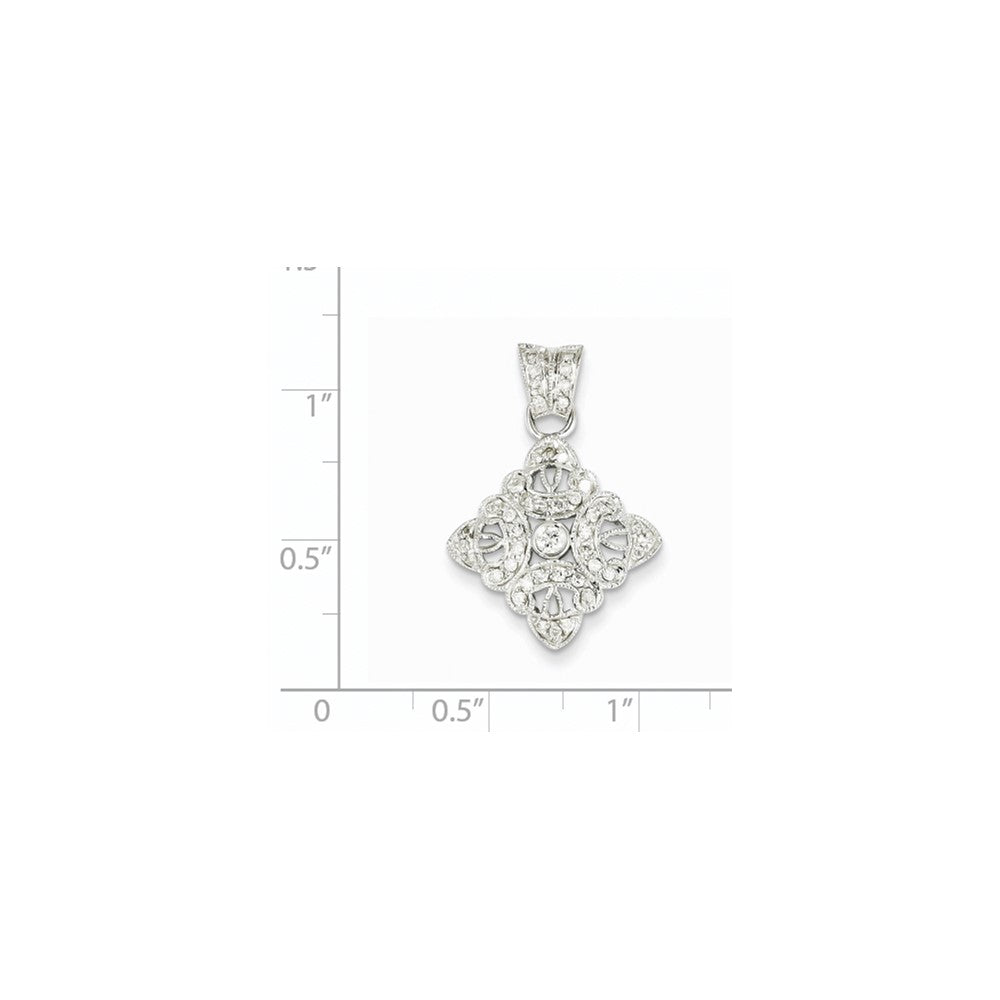 14k white gold real diamond vintage pendant xp1890aa