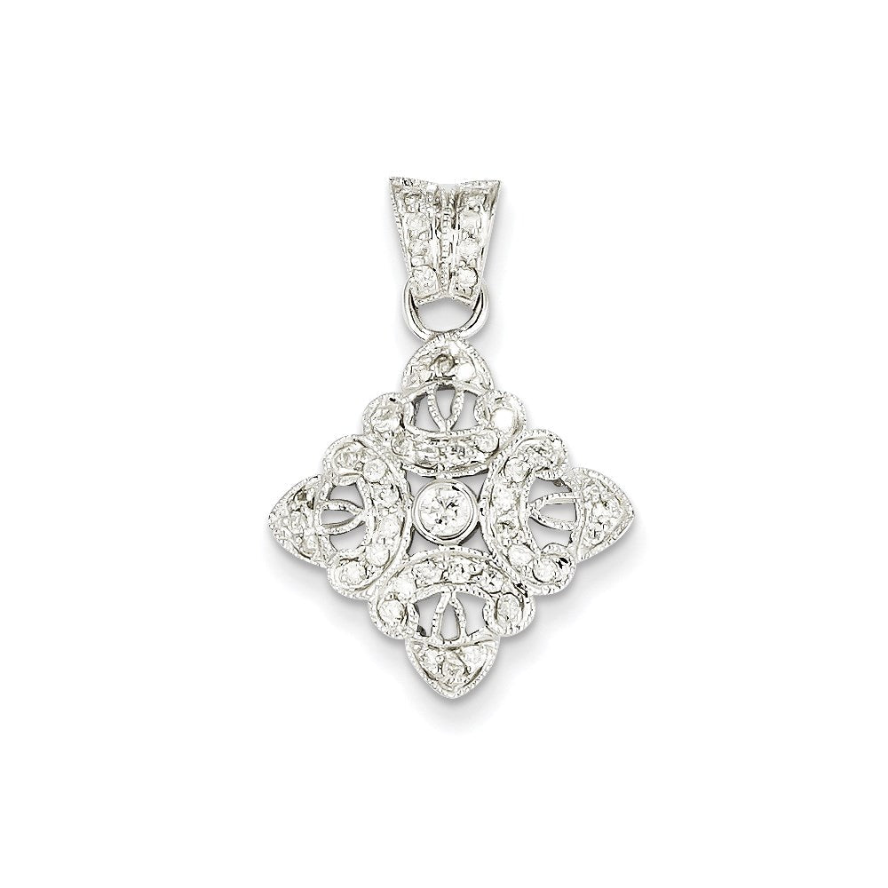 14k white gold real diamond vintage pendant xp1890aa