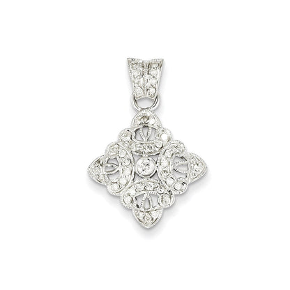 14k white gold real diamond vintage pendant xp1890aa