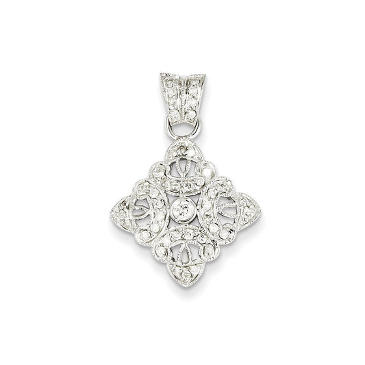 14k white gold real diamond vintage pendant xp1890aa