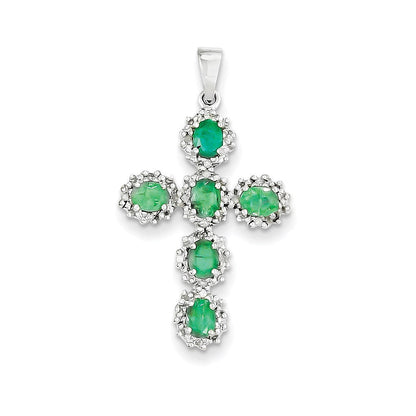 14k white gold real diamond emerald cross pendant xp2400e a