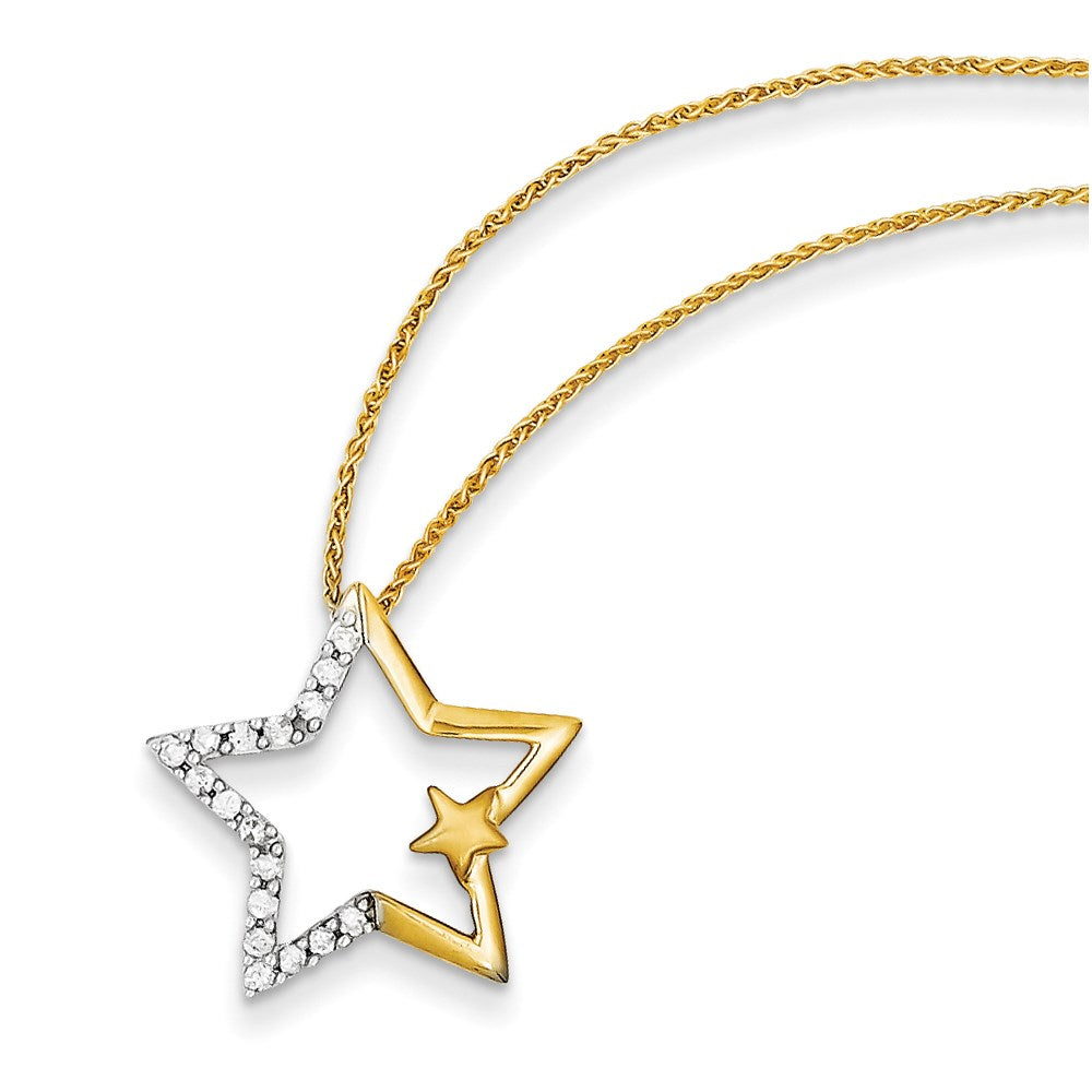 14k yellow gold with rhodium real diamond star pendant with 18 chain xp2731aa
