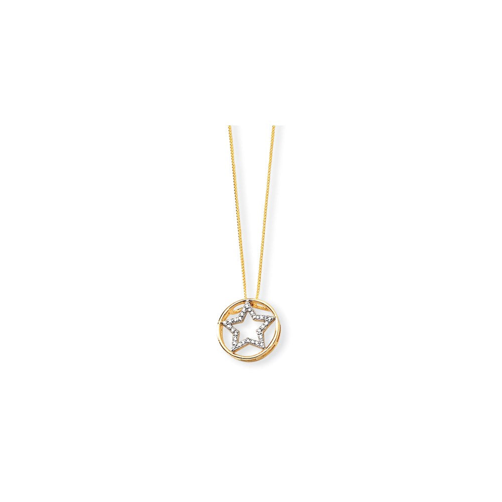 14k yellow gold real diamond star pendant with 18 chain xp2741aa