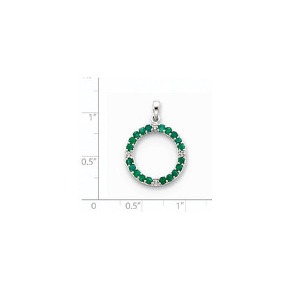 14k white gold emerald real diamond circle pendant xp2943e a
