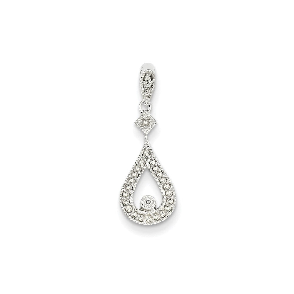 14k white gold real diamond vintage teardrop pendant xp3026aa