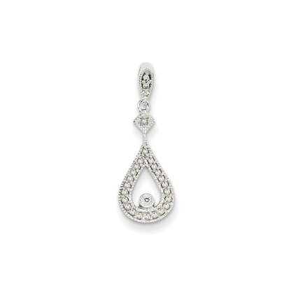 14k white gold real diamond vintage teardrop pendant xp3026aa