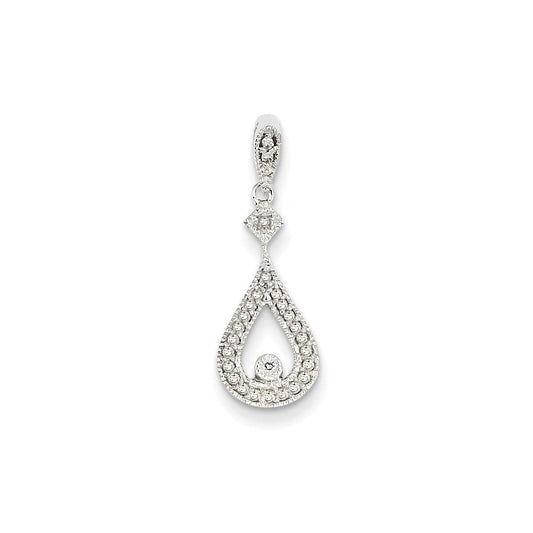 14k white gold real diamond vintage teardrop pendant xp3026aa