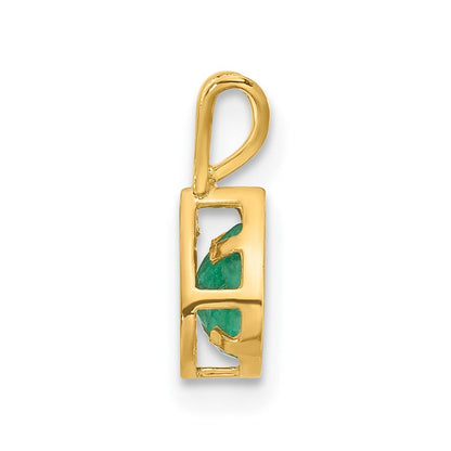 14k yellow gold 6x4mm pear emerald bezel pendant xp304e
