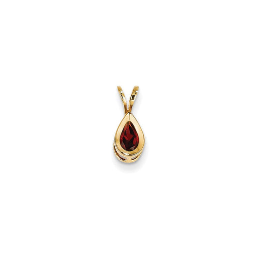 14k yellow gold 6x4mm pear garnet bezel pendant xp304ga