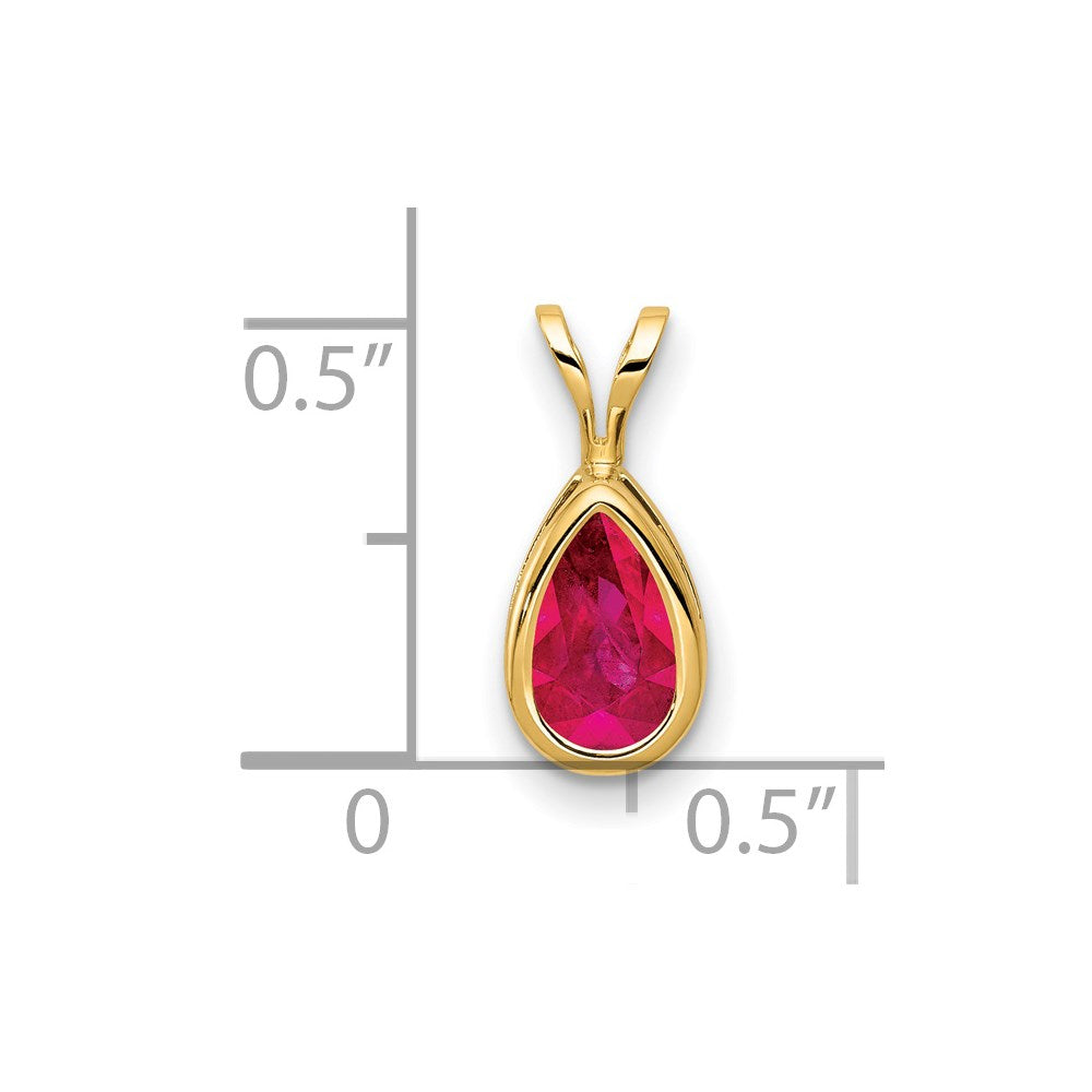14k 8x5mm Pear Ruby bezel Pendant