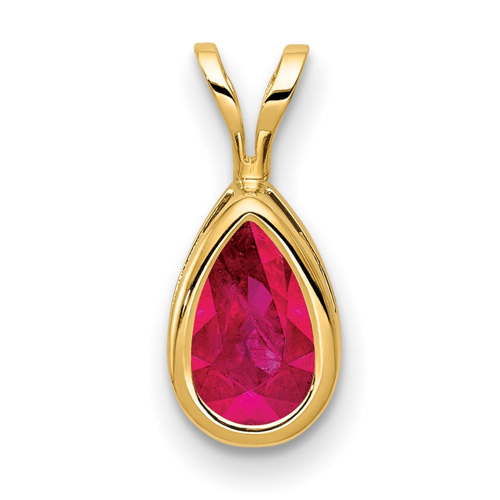 14k 8x5mm Pear Ruby bezel Pendant