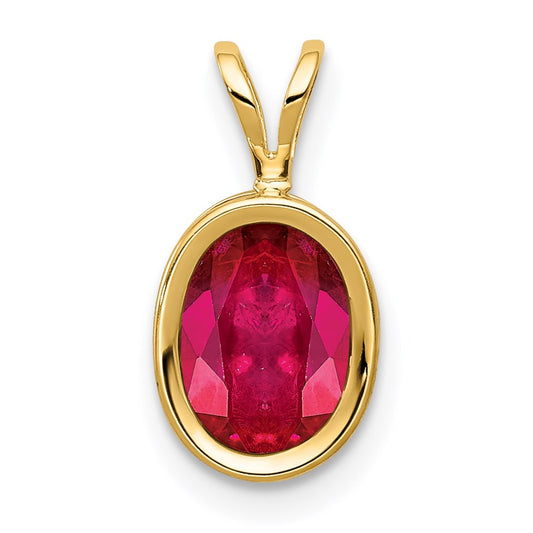14k 8x6mm Oval Ruby bezel Pendant