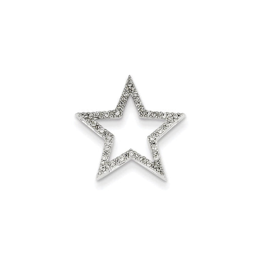 14k white gold small real diamond star chain slide pendant xp3126aa