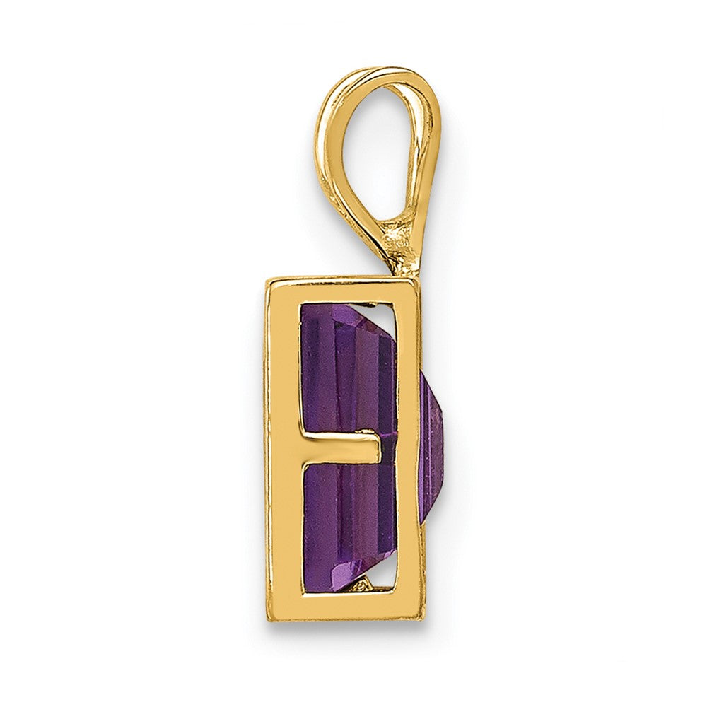 14k yellow gold 7x5mm emerald cut amethyst bezel pendant xp314am