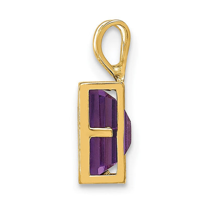 14k yellow gold 7x5mm emerald cut amethyst bezel pendant xp314am