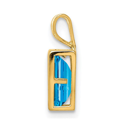 14k yellow gold 7x5mm emerald cut blue topaz bezel pendant xp314bt