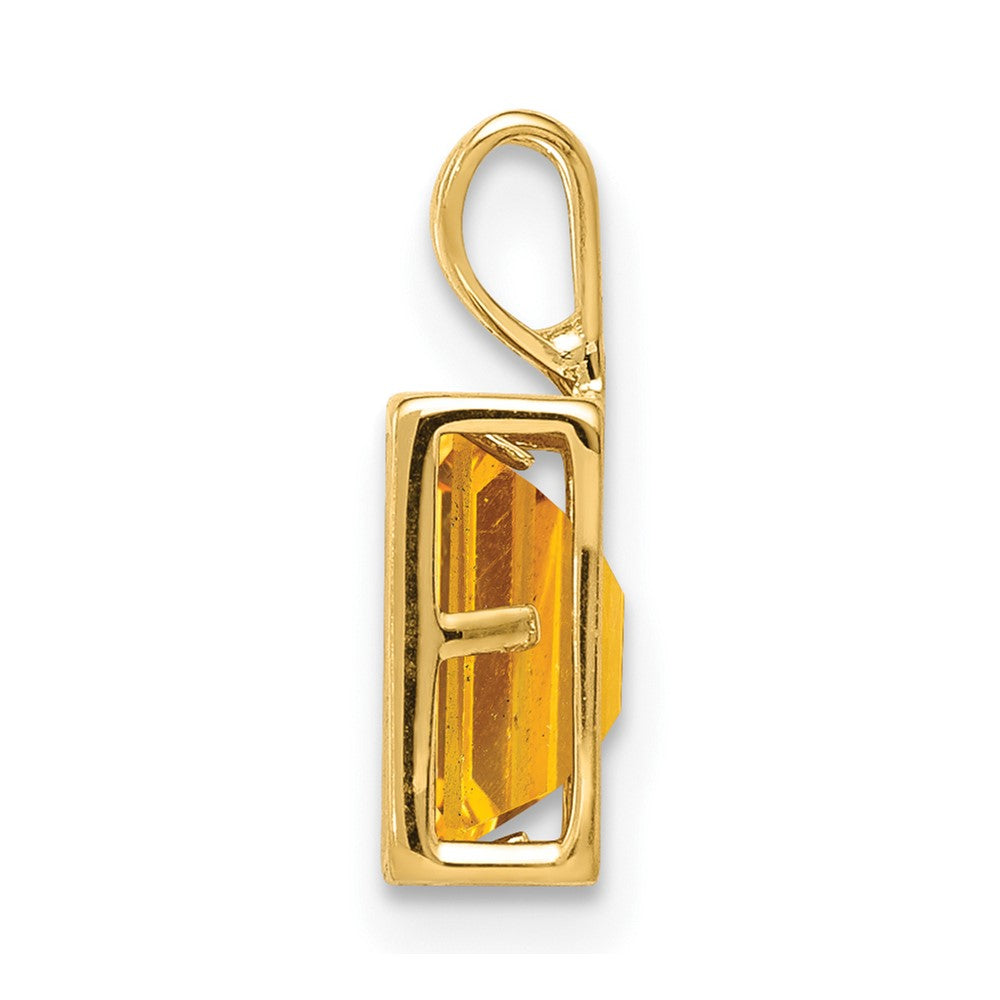 14k yellow gold 7x5mm emerald cut citrine bezel pendant xp314ci