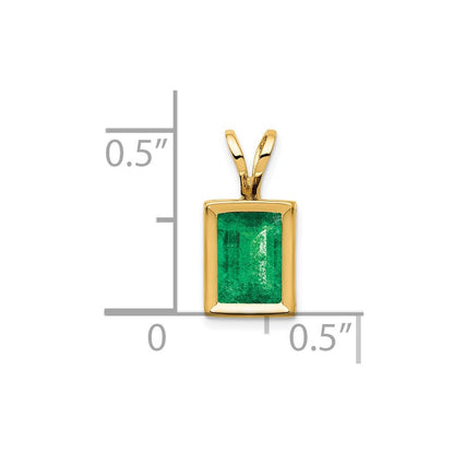 14k yellow gold 7x5mm emerald cut emerald bezel pendant xp314e