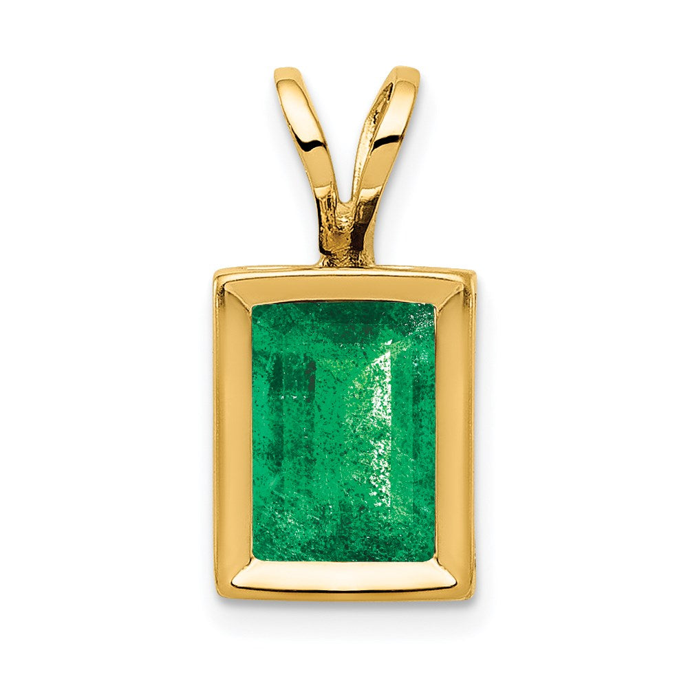 14k yellow gold 7x5mm emerald cut emerald bezel pendant xp314e